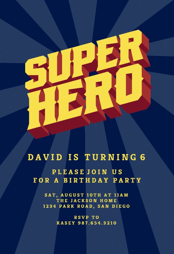 Th96 Vintage Comic Superhero Theme Personalised Birthday Party Invitations